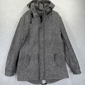 Premium By Jack & Jones Women’s Parka Jacket Wool Tweed Blend Large Black White